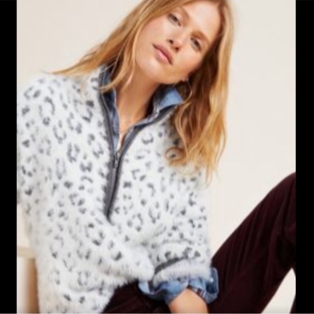 Anthropologie Half Zip Eyelash Sweater